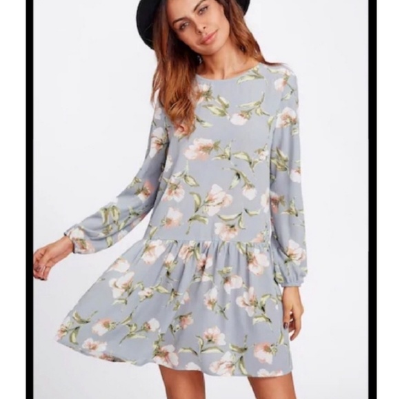 Dresses & Skirts - Antique Blue Floral Swing Dress
